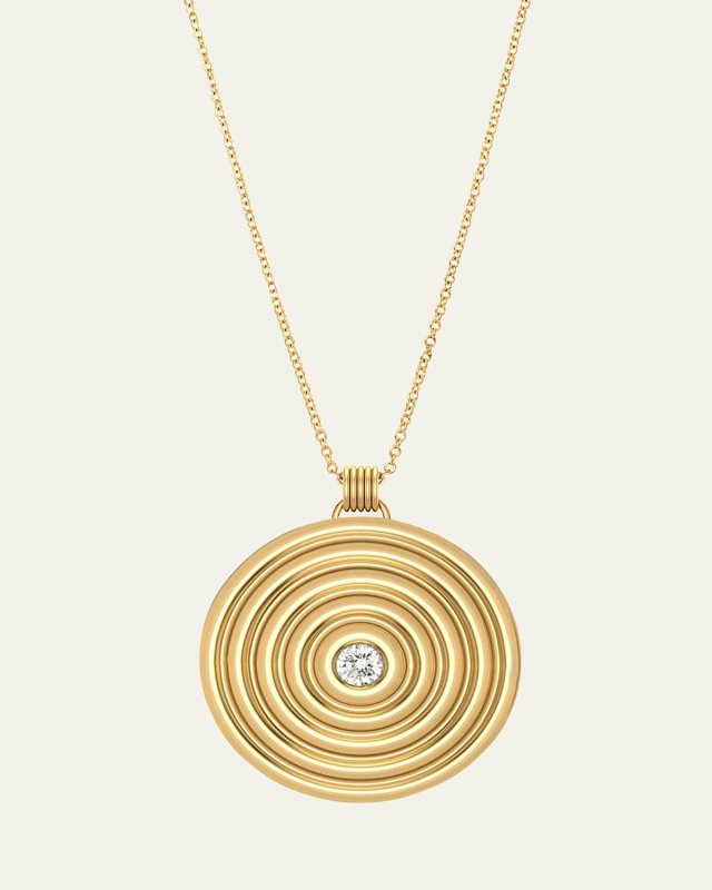 18K Yellow Gold Universum Medallion Necklace with White Diamond
